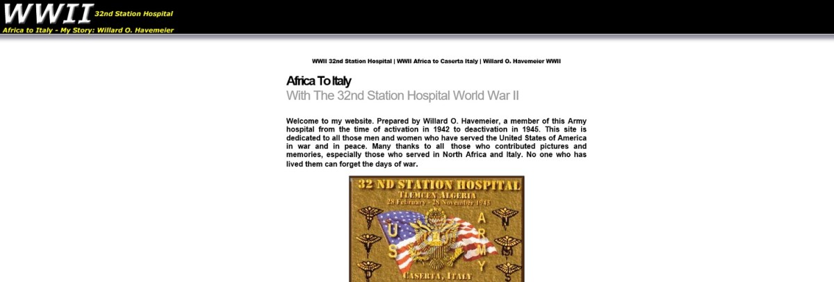 Africa to Italy with the 32nd Station Hospital (Willard O. Havemeier’s Website)